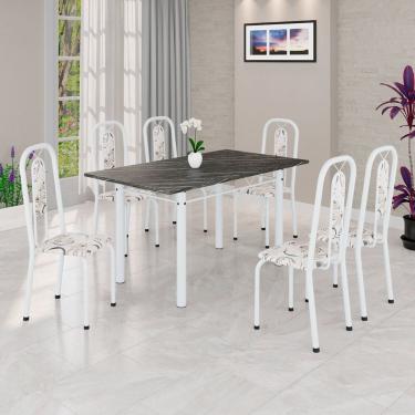 Imagem de Conjunto Sala de Jantar com 6 Cadeiras Lívia Arabesco/ Branco