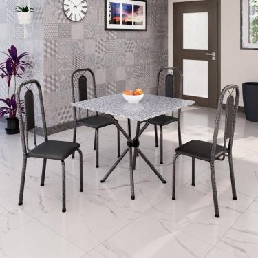 Imagem de Conjunto para Sala de Jantar com 4 Cadeiras Lívia Preto / Prata