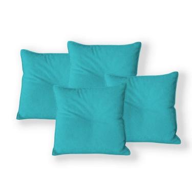 Imagem de Kit 4 Capas Para Almofada Quadrada Boucle 40x40cm 7 Decor Azul Turquesa