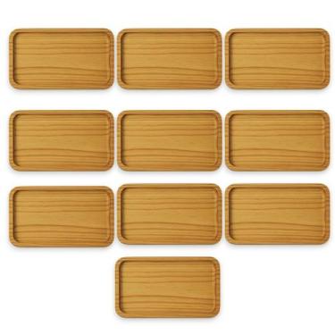 Imagem de 10 Bandejas Retangulares 28cm Madeira Decorativa Lavabo Café - Luggari