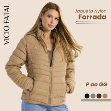 Imagem de Jaqueta Bobojaco Feminina Nylon Gominhos Peluciada Impermeável Cores de Inverno Aconchengante-Feminino