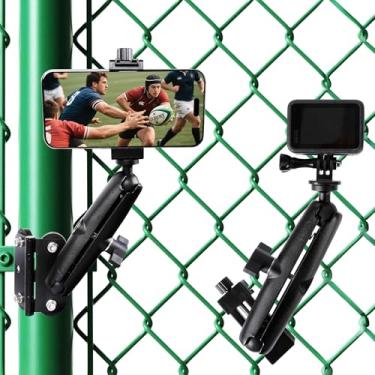 Imagem de Suporte magnético para cerca – Kit de montagem de poste + clipe de cerca para Mevo Start, GoPro, iPhone, suportes de câmera/telefone adequados para cilindros de metal e cercas, para gravação de