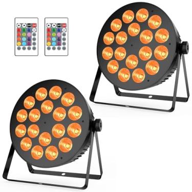 Imagem de HYWILL Pacote Com 2 Luzes De Palco Led Par - 180 W, 18 Led Rgba Par Can Dmx Dj Light, Ativado Por Som, Programa Automático Por Controle Remoto, Iluminação Para Eventos, Produções, Iluminação Para Ca