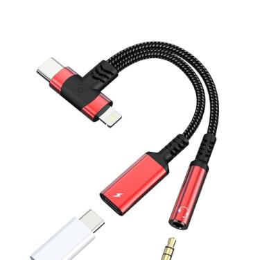 Imagem de Adaptador USB C Lightning para conector de fone de ouvido de 3,5 mm (2 em 1) para iPhone 16 15 14 13 para Apple AUX Audio Connector Type C carregador divisor de cabo para iPad compatível com Samsung