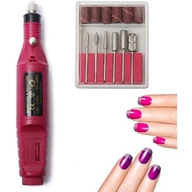 Imagem de Kit Para Manicure e Pedicure Elétrica Profissional Máquina de Lixar Unhas Bivolt 110 a 240v Velocidade até 20.000 RPM Brocas e Acessórios