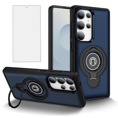 Imagem de Asuwish Capa de telefone para Samsung Galaxy S25 Ultra 5G com protetor de tela de vidro temperado Suporte magnético fino suporte híbrido capa de celular TPU resistente S25Ultra 25S S 25 25Ultra 6.9