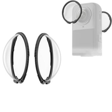 Imagem de OURHZTB Protetores de lente para câmera de ação Insta360 X5, dureza 9H, anti-embaciamento, antiarranhões, vidro óptico de alta transparência, conjunto de protetores de lentes de vidro temperado