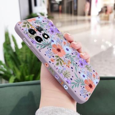 Imagem de Capa de celular com estampa de flores para OnePlus 11, 11R, 10, 10R, 10T, 9R, 9RT, 9, 8T, 8, 7, 7T Pro 5G, capa de silicone líquido, roxo claro, para OnePlus 11R