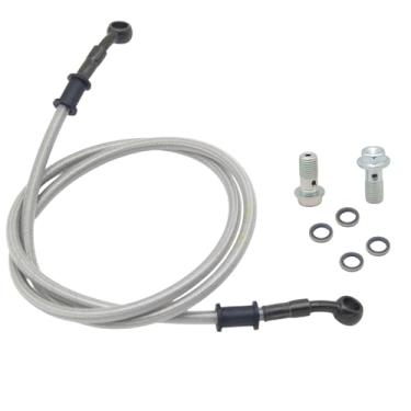 Imagem de GY6 Kit de mangueira de freio para bicicleta suja ATV Scooter 10 mm Banjo + parafuso banjo de aço inoxidável M10x1,25 (28 mm) e arruelas - Compatível com scooters chinesas 50cc-150cc, Go Karts, Quad