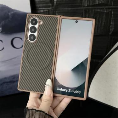 Imagem de YOGISU Capa protetora fina magnética com padrão luxuoso para Galaxy Z Fold6 (para Galaxy Z Fold6/dourada)