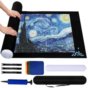 Imagem de Porta-Puzzle 1500 Peças - Tapete de Quebra-Cabeça Dobrável com 4 Bandejas Separadoras, Antiderrapante, Portátil e Armazenável - Organizador para Adultos e Crianças (78 * 116cm)