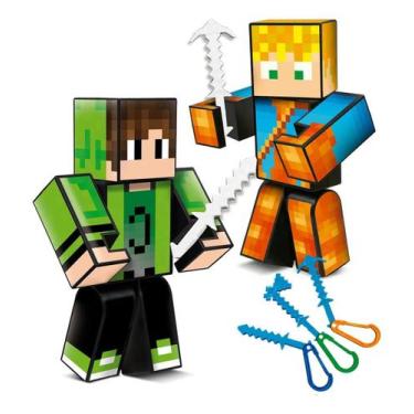 Imagem de Kit Bonecos Mine Lopers E Cadres Youtubers 25cm 2un Craft - Algazarra