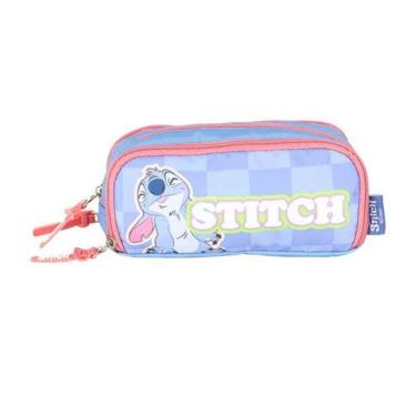 Imagem de Estojo Triplo Azul Stitch Disney Classics Escolar Infantil