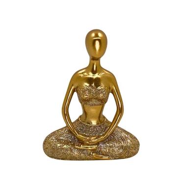 Imagem de Figura Decorativa Estatueta Mulher Yoga 14 X 11 X 5 Cm