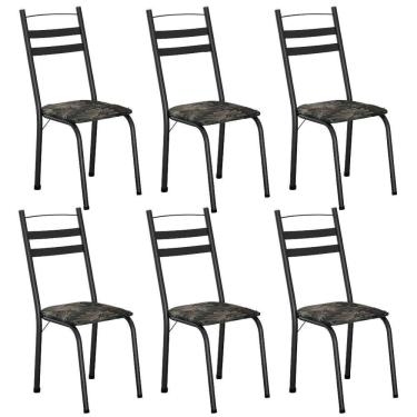Imagem de Conjunto Com 6 Cadeiras Leia Artefamol Preto/flor