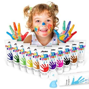 Imagem de Conjunto de pintura a dedo ABEIER lavável não tóxico 12x60ml 1-10 anos