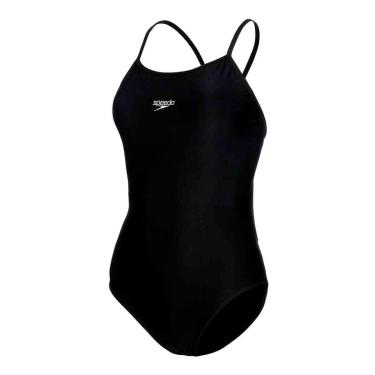 Imagem de Maiô Skinny, Speedo, Tecido Liso, Costas Abertas, Resistência ao Cloro e Filtro Solar, Proteção UV, Tamanho 40 - Preto