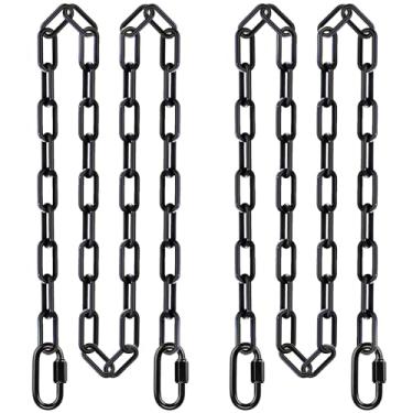 Imagem de SELEWARE Pacote com 2 correntes suspensas de 250 cm com 4 mosquetões, correntes de suspensão revestidas de plástico com capacidade de 453 kg, kit de ferragens de rede para balanço, cadeira suspensa