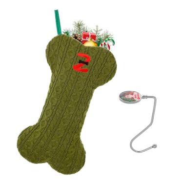 Imagem de guccde Meias de Natal personalizadas para animais de estimação com iniciais letra Z osso de cachorro grande EmbroideGreen Xmas Meia Monograma para decorações de família, 1 peça, verde