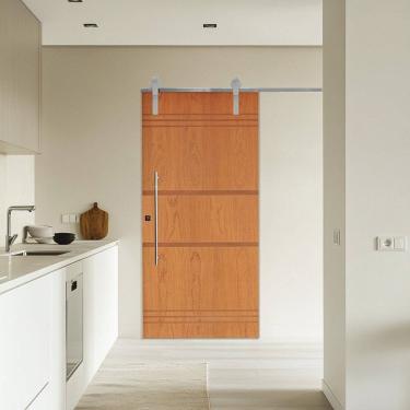 Imagem de Porta Correr 7 Trilhos Soft Aparente Puxador Tubo 80cm 72x210cm Direito Belíssima Rodam