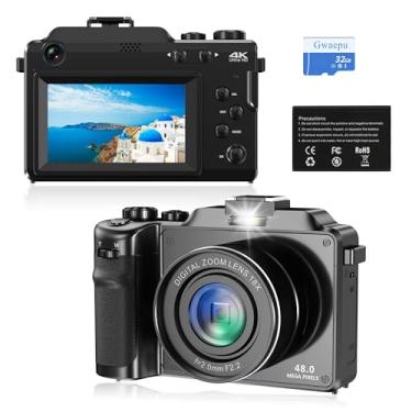 Imagem de Câmera digital compacta 4K para fotografia: câmera digital de 48 MP com zoom digital de 16x, câmeras de foco automático com cartão TF de 32 GB, câmera aponte e atire para presente para iniciantes