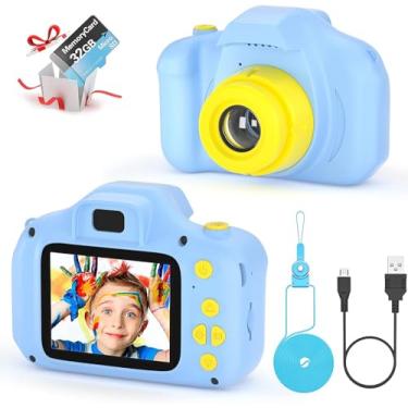 Imagem de Câmera infantil, câmera digital HD 1080p para crianças, tela de 2 polegadas, cartão SD de 32 GB, câmera infantil para 3, 4, 5, 6, 7 anos, meninos, meninas, aniversário C3