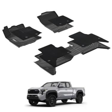 Imagem de 3W Tapetes com tapetes na parte superior para Toyota Tacoma 2024 2025 cabine dupla (não serve para híbrido), forro de piso TPE para todos os climas para Toyota Tacoma 1ª e 2ª fileiras conjunto