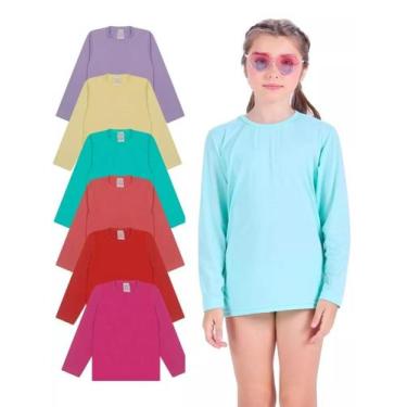 Imagem de Kit 3 Camisetas infantil Menina Proteção Manga Longa camisa térmica mo