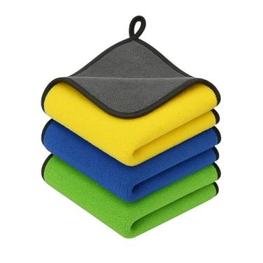 Imagem de Kit 3 Pano Flanela de Microfibra Automotiva P/Lavagem e Acabamento Sem Risco, 600 gsm, 40x40cm, Dupla Face