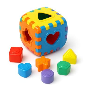 Imagem de Brinquedo Educativo Cubo Didático Colorido Com Blocos De Encaixar Em Animais Em Relevo