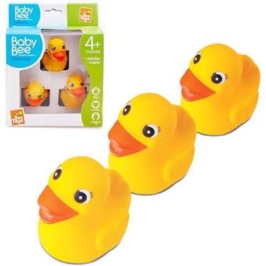 Imagem de Kit animal pato / patinho de vinil com 3 pecas 6x6x4,5cm na caixa - BE