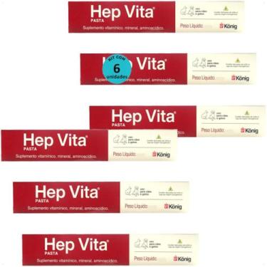 Imagem de Suplemento alimentar para cães e gatos hep vita 15g konig kit com 6