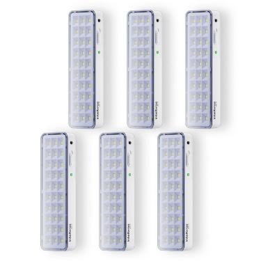 Imagem de Kit 06 Luminárias de Emergência Led Intelbrás Autônoma Lea 31 com 30 Leds Branco Bivolt