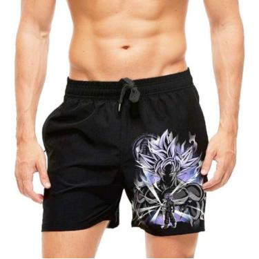 Imagem de Short Praia Shorts Banho Dragon Ball Goku 768 - smoke, Preto, G 42/44