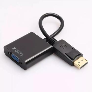 Imagem de Adaptador DisplayPort Macho para VGA Fêmea. DisplayPort suporta transmissão de até 10 gigabits (2.16 gigabits por par, c