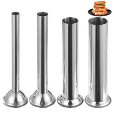 Imagem de 4 tubos de enchimento de salsicha, funis de aço inoxidável para moedor de carne, tubérculo de enchimento de salsicha, peças de enchimento de salsicha, vários diâmetros 4 tamanhos 16 mm, 0,86"/22 mm