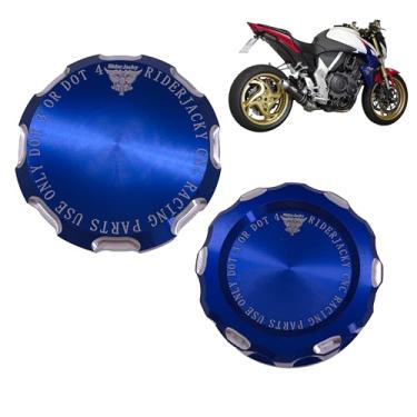 Imagem de Riderjacky Compatível com tampa do reservatório de fluido da embreagem do freio dianteiro da motocicleta cilindro de óleo Honda CB1000R CB 1000R de 2009 a 2016 2010 2011 2012 2013 2014 2015 (azul)