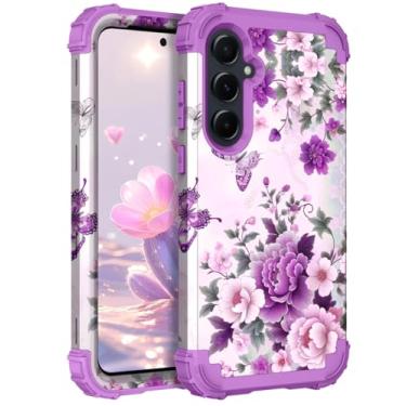 Imagem de TEECOVER Capa para Samsung Galaxy A35/A55, resistente à prova de choque, proteção total de plástico rígido + capa protetora de borracha de silicone macio para Galaxy A35/A55 de 6,6 polegadas, violeta