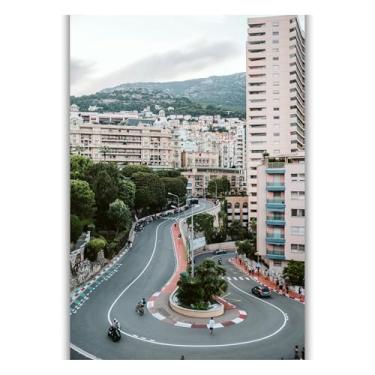 Imagem de Summit Designs Impressão de arte de parede do circuito do Grande Prêmio de Mônaco - Pôster de fotografia de corrida de fórmula 1 sem moldura de 28 x 35 cm para decoração de corrida de cavernas em casa