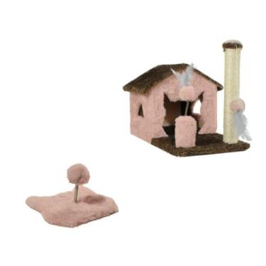 Imagem de Kit Arranhador Gato Casa sem Rede e Mola Maluca  - Miupet , CARAMELO /