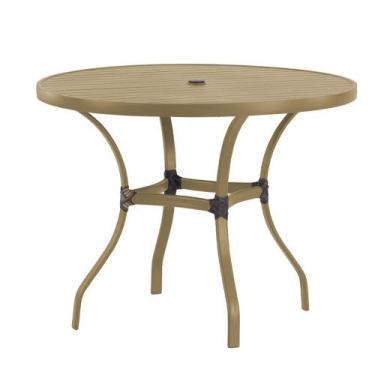 Imagem de Mesa com Tampo Ripado de 120 cm em Alumínio Trama Original, Fendi