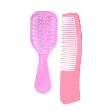 Imagem de Kit Cuidados Baby Com Escova E Pente Infantil Marco Boni, Rosa Escuro