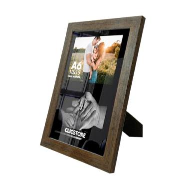 Imagem de Quadro Painel Multifotos Porta Retrato 2 Foto 10x15 Paspatur Preto Moldura Acetato Apoio Mesa Cor:Tabaco