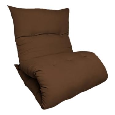 Imagem de Colchonete Futon Colchão 170x60 Solteiro Dobrável Multiuso Decorativo Almofada Acampamento(Marrom)