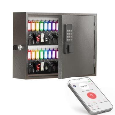 Imagem de WeHere Caixa de bloqueio de chave SAFESmart, armário de chave montado na parede com 60 etiquetas de chave, controle de aplicativo Bluetooth, OTP e desbloqueio de senha, desbloqueio remoto Wi-Fi (ponte