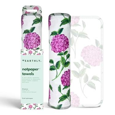 Imagem de Earthly Co. Toalhas de papel reutilizáveis - pacote com 10 - rolo de toalhas de papel de pano de algodão laváveis - guardanapos reutilizáveis sem papel lavável - absorvente + longa duração - zero