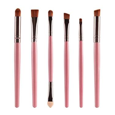 Imagem de Kit de pincéis de maquiagem de sombra sintética macia para delineador de olhos - Conjunto profissional para mistura de líquidos e pó - para viagens - presente para ela - Versátil - Café rosa