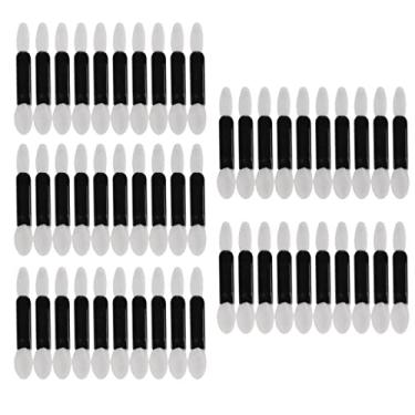 Imagem de Aplicador profissional de 50 peças de pincel de esponja de sombra, kits de ferramentas de maquiagem ovais de ponta dupla para mulheres, pincéis de tinta minúsculos descartáveis, compactos e pesados,
