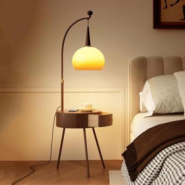 Imagem de Luminária de chão Mesa de cabeceira com luz leitura pé, luminária mesa porta USB, canto moderna chão para quarto, sala estar, escritório