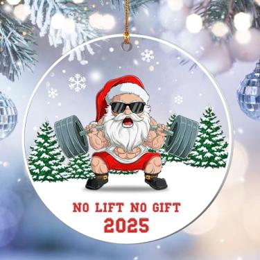 Imagem de Enfeite de Natal para halterofilismo 2025 – Decoração de barra de ginástica para árvore – Presente de fitness engraçado para homens, amantes de crossfit e fãs de academia – Decoração única Navidad